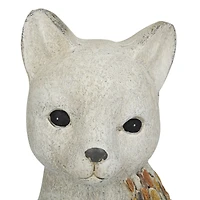 14" White Stone Farmhouse Cat Garden Sculpture