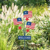 Glitzhome® 42" Patriotic Welcome Metal Flags Yard Stake
