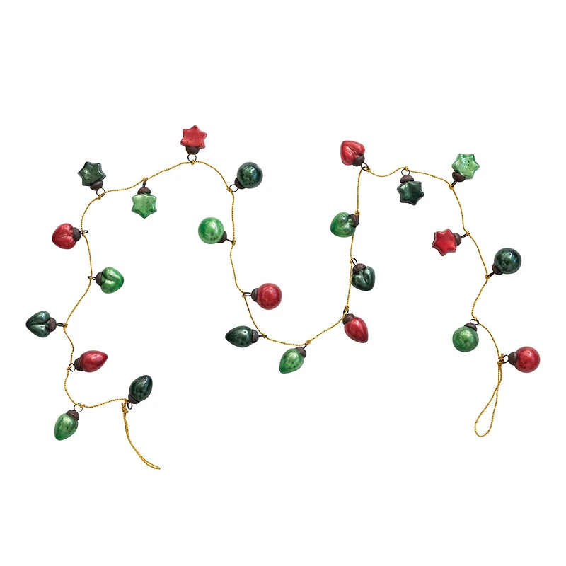 Hello Honey® 6ft. Green & Red Mercury Glass Ball Ornament Garland
