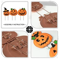 Glitzhome® 3.3ft. Halloween Lighted Metal Stacked Jack-O-Lantern Yard Stake Set
