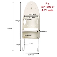 Household Essentials Iron Wall Mount with Attached Ironing Board Hooks