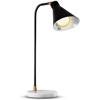21" Modern Industrial Black Metal Accent Table Lamp with White Marble Base 