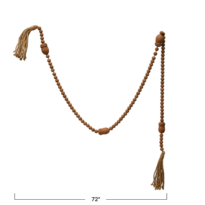 Hello Honey® 6ft. Wood Beads & Acorns with Jute Tassels Garland