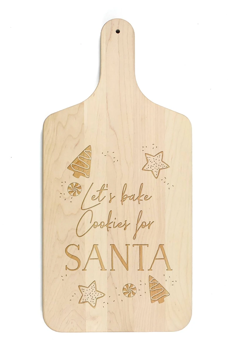 17" Cookies for Santa Maple Paddle Cutting Board