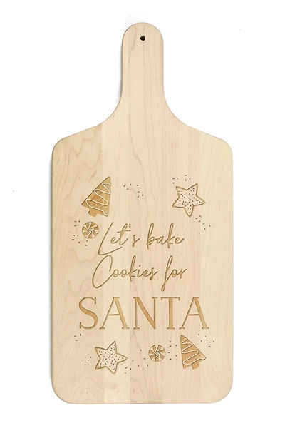 17" Cookies for Santa Maple Paddle Cutting Board