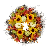 26" Sunflowers & Gourds Thanksgiving Wreath