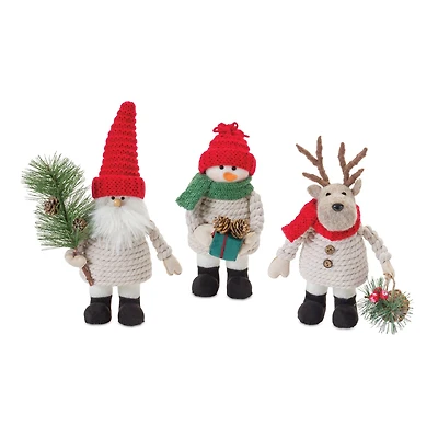 Plush Holiday Characters Tabletop Décor Set, 8", 9" & 10.5"