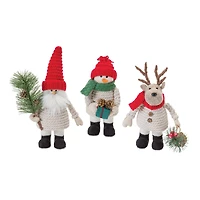 Plush Holiday Characters Tabletop Décor Set, 8", 9" & 10.5"