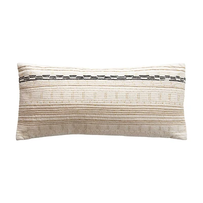 Embroidered Gold, Black & Cream Lumbar Pillow