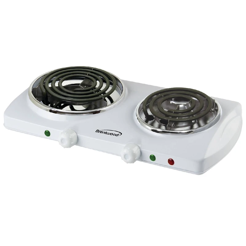 Brentwood White 1500W Double Electric Burner