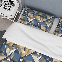 Designart 'Gold And Blue Cubes' Mid-Century Duvet Cover Set
