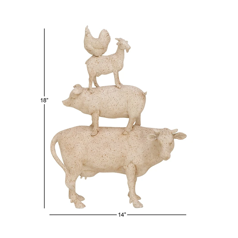 18" White Farm Animals Sculpture