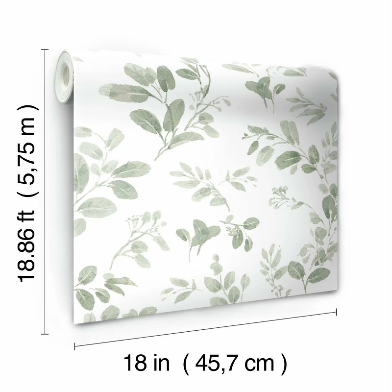 RoomMates Green Dancing Leaves Peel & Stick Wallpaper