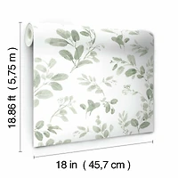 RoomMates Green Dancing Leaves Peel & Stick Wallpaper