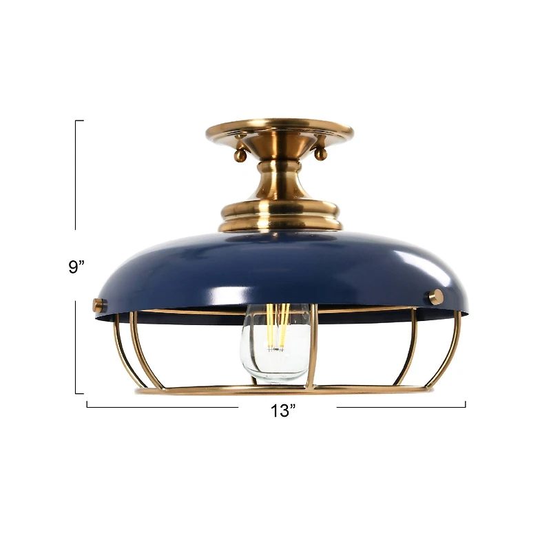 Hello Honey® 13" Wide Caged Dome Metal Semi-Flush Mount Ceiling Light