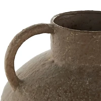 12" Brown Antique Inspired Metal Vase with Handles