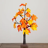 2ft. Pre-Lit Autumn Maple Artificial Fall Tree with 24 Warm White LED & Pumpkin Shaped Lights with Detachable Base