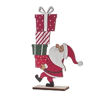 12" Wood Santa with Presents Display Set