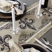 Fleur De Lis Stripe Jacquard Table Runner