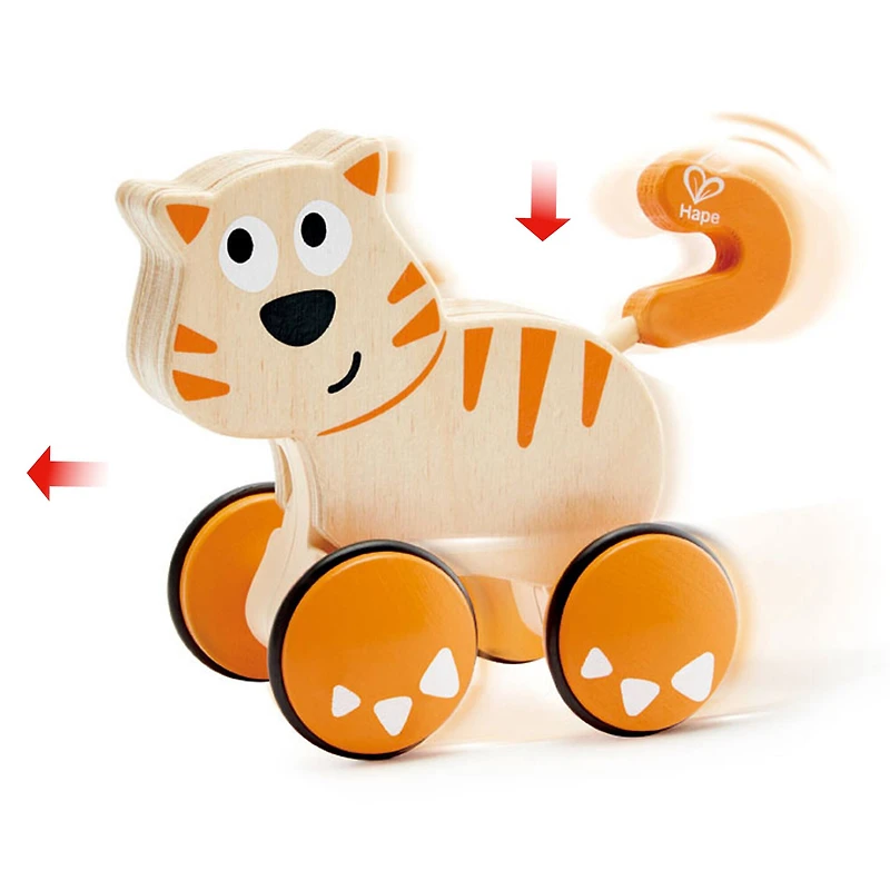 Hape Dante the Cat Push & Go Wooden Release Toy
