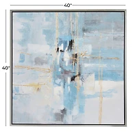 Blue Wood Contemporary Framed Wall Art 40" x 39" x 2"