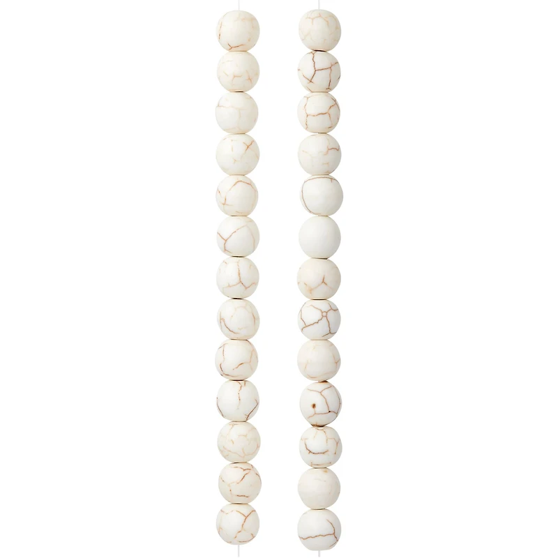 12 Pack:  White Crackle Dyed Howlite Round Beads, 8mm by Bead Landing™