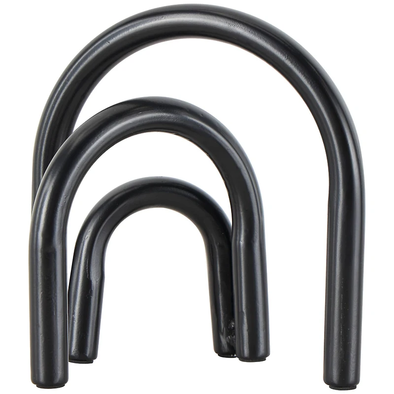 8" Black Metal Geometric Overlapping Arch Sculpture