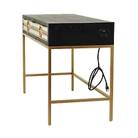 Black Wood Glam Desk, 46" x 20" x 30"
