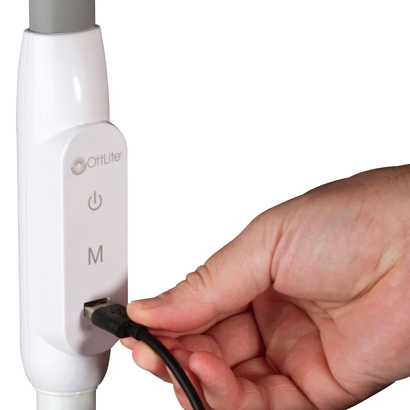 OttLite 64" White LED Floor Lamp with USB and Tablet Stand