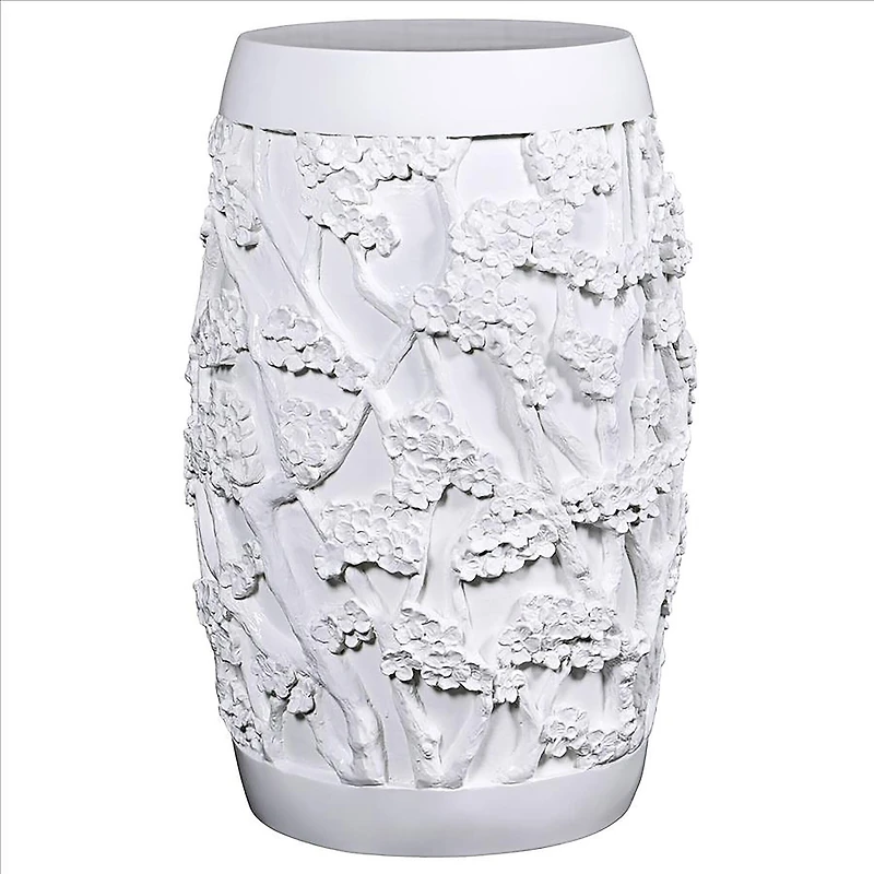 Design Toscano® 24" Gloss White Sakura Cherry Blossom Asian Sculptural Pedestal Table