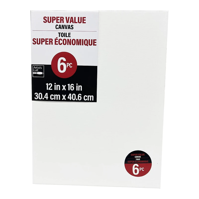 6 Pack 12" x 16" Super Value Canvas by Artist's Loft®