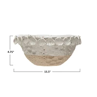 Hello Honey® 11.5" White Coastal Stoneware Bowl with Shell Trim