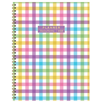 TF Publishing 2025 Large Madras Plaid Weekly Monthly Spiral Planner
