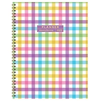 TF Publishing 2025 Large Madras Plaid Weekly Monthly Spiral Planner