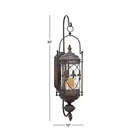 30" Brown Glass Traditional Candle Wall Sconce