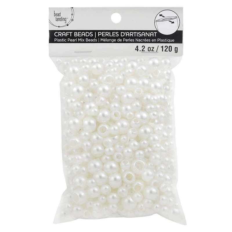White Pearl Plastic Round Craft Beads by Bead Landing™