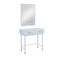 Set of 2" White Wood Traditional Console Table with Mirror, 31" x 31" x 16"