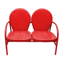 Red Retro Metal Tulip 2-Seat Double Chair Set
