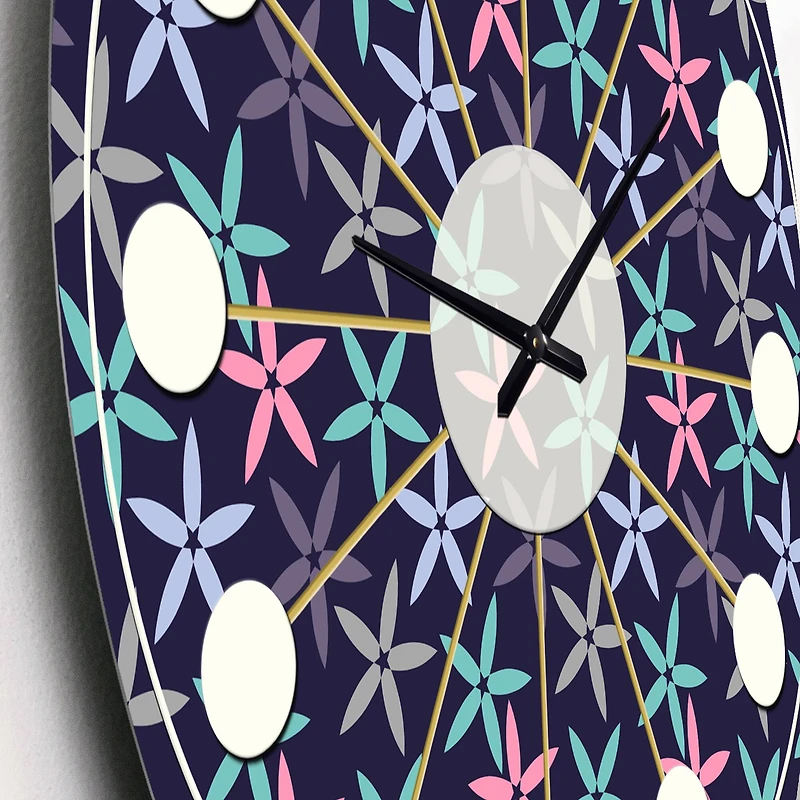 Designart 'Retro Abstract Flower Design V Mid-Century Modern Wall Clock