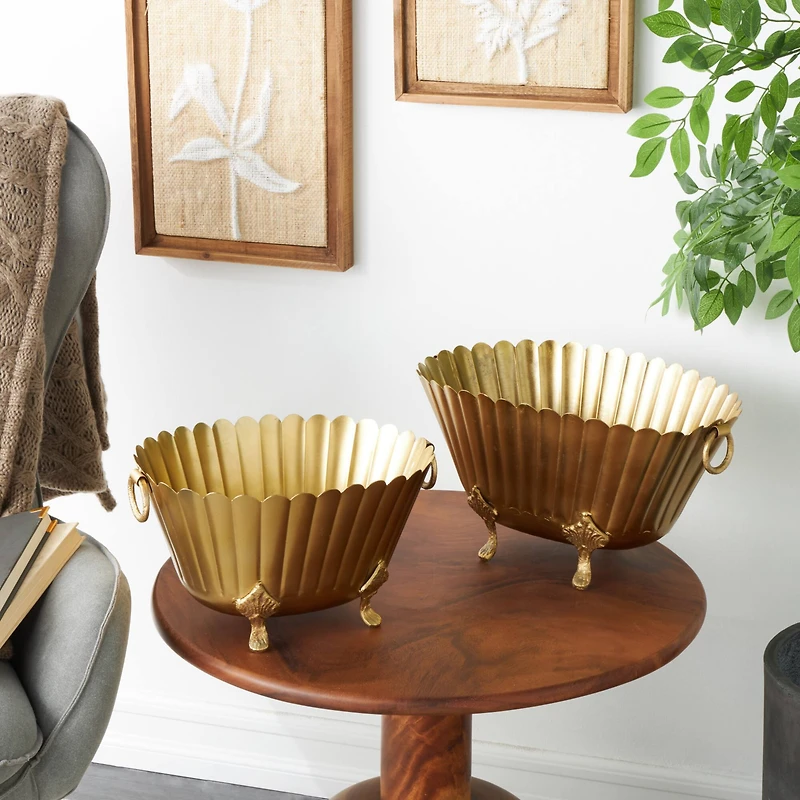 Gold Metal Planter Set