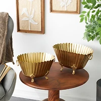 Gold Metal Planter Set