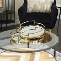 The Novogratz Gold Contemporary Tray, Set of 2" 19", 14"