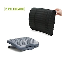 Mind Reader Black Lumbar Support Back Cushion & Foot Rest Set