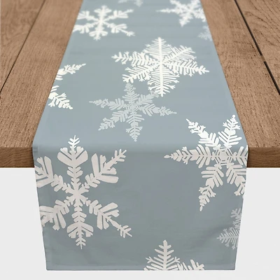 Blue Snowflake Pattern 16" x 72" Cotton Twill Runner