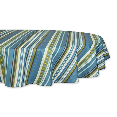 Beachy Stripe Print Outdoor Tablecloth, 60" Round