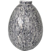 12" Gray Mother of Pearl Handmade Mosaic Inspired Vase