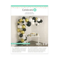 10ft. Black, White, Gray & Gold Balloon Garland by Celebrate It™