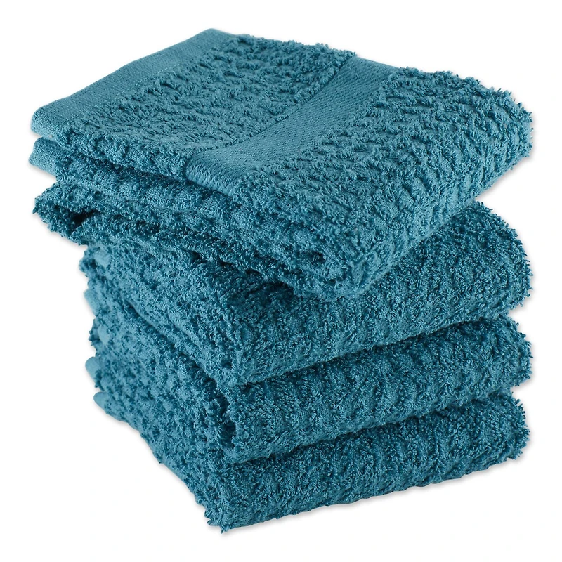 DII® Solid Storm Blue Waffle Terry Dishtowel, 4ct.
