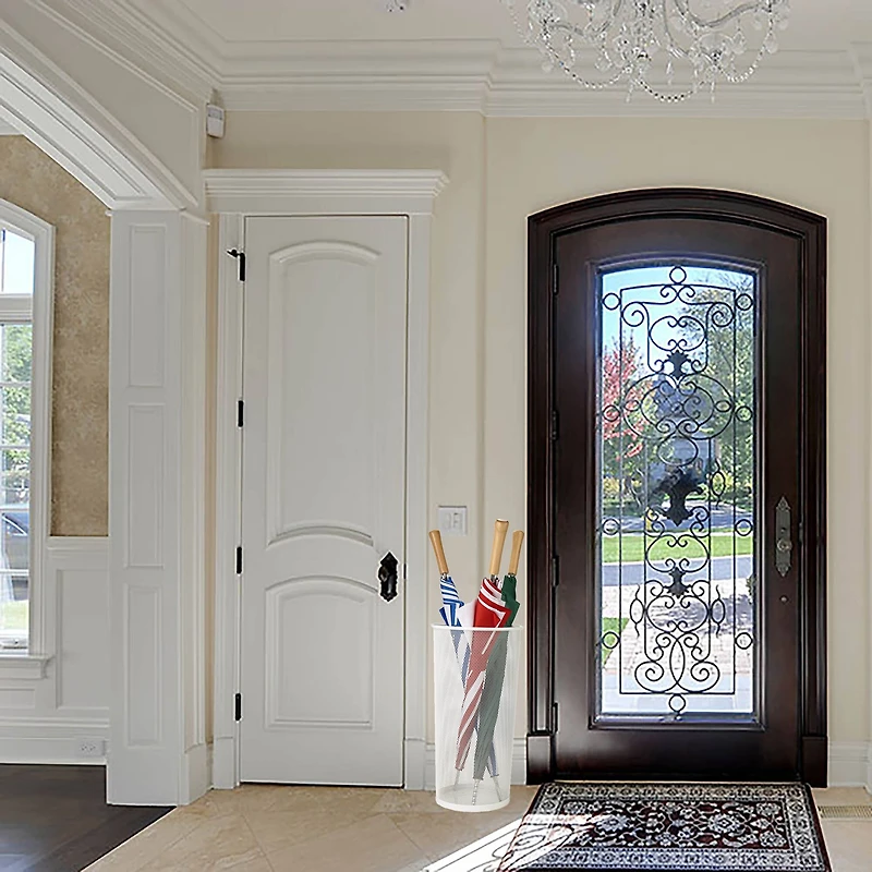 Mind Reader White Metal Mesh Umbrella Holder Basket