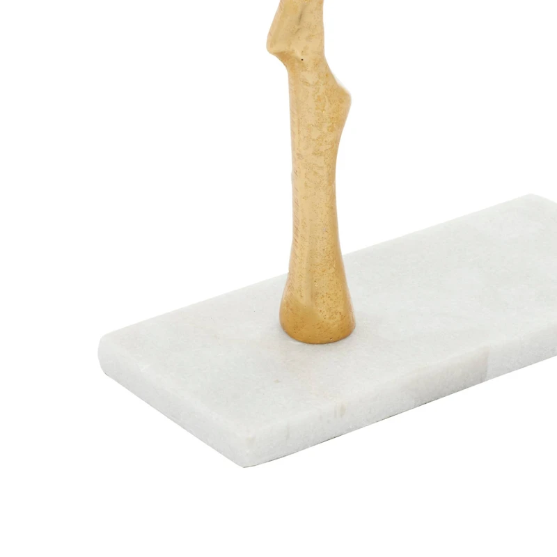 Gold Marble and Aluminum Modern Jewelry Stand, 13" x 9" x 3"